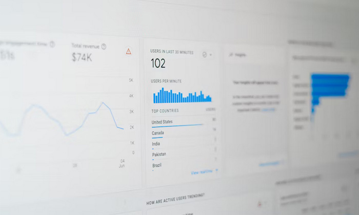 A picture of a Google Analytics account shot on an angle 