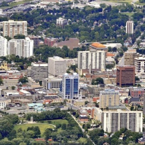 Aerial shot of Downtown Kitchener